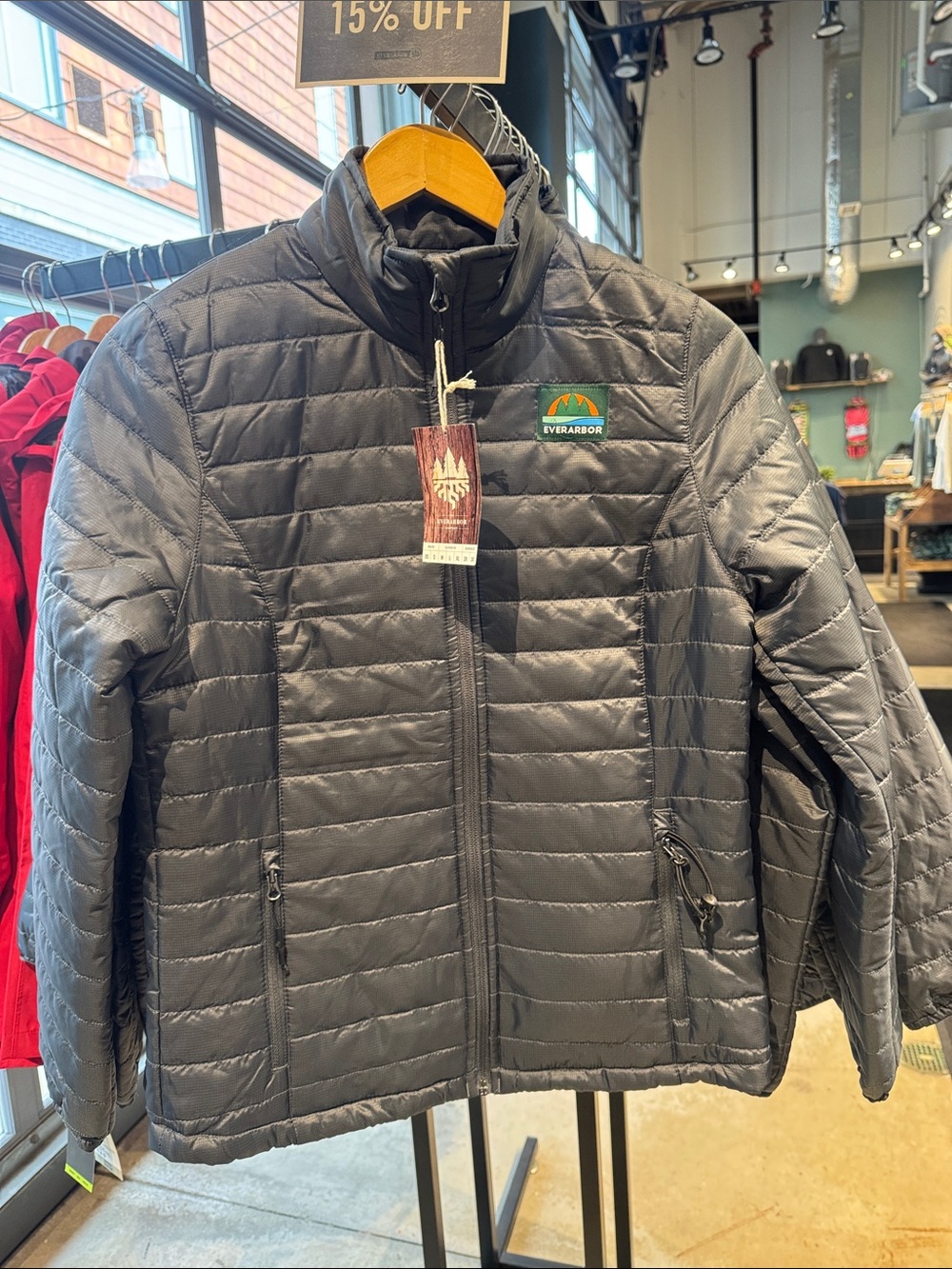 Men's Quilted Puffer Jacket in Charcoal